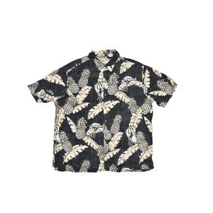 Batek Bay Men's Hawaiian Shirt Size XXL Black Pineapple Leaf Print Easy Care